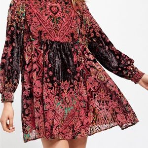 Free people mini velvet dress with slip